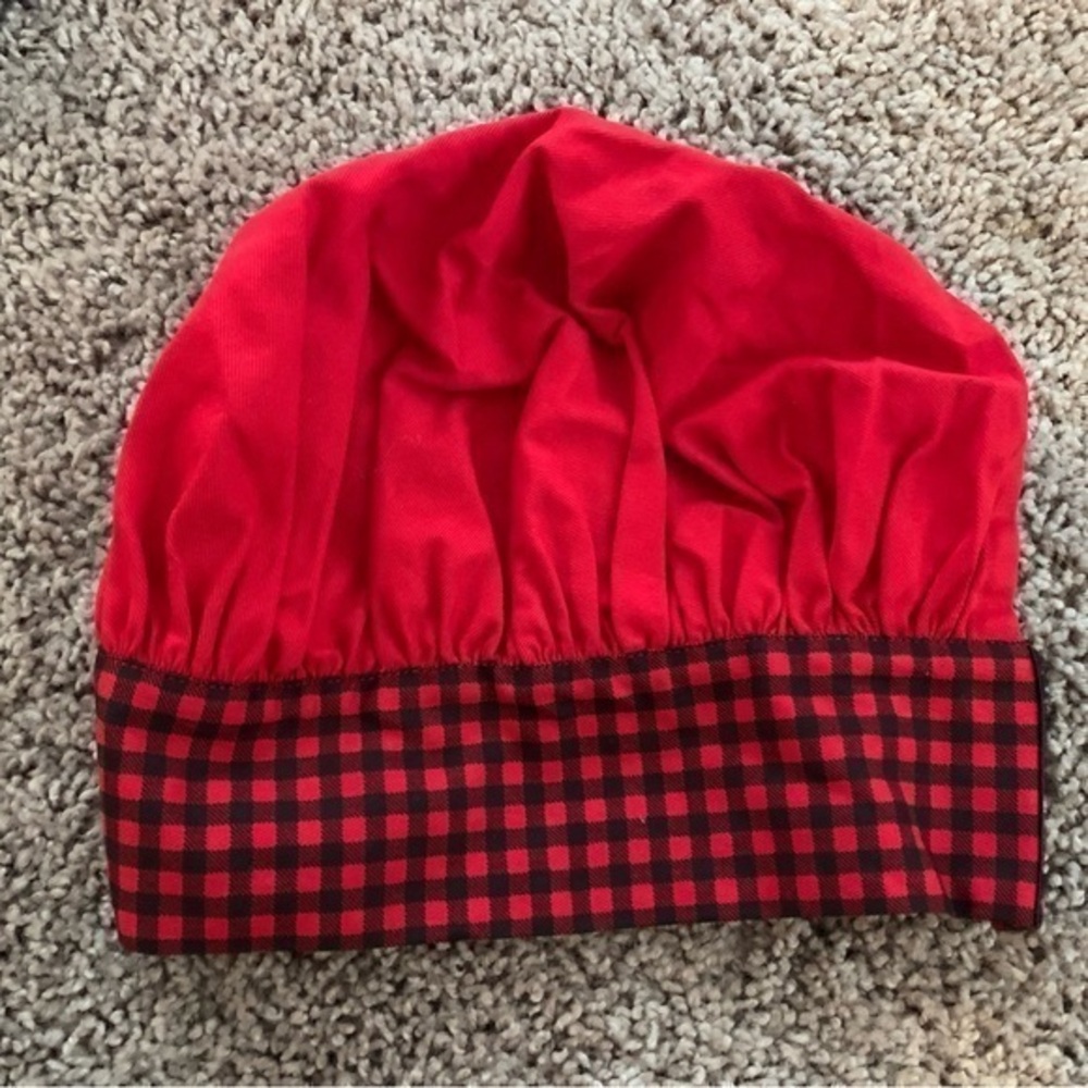 New Martha Stewart Gingham Plaid Swim Hat Red Black